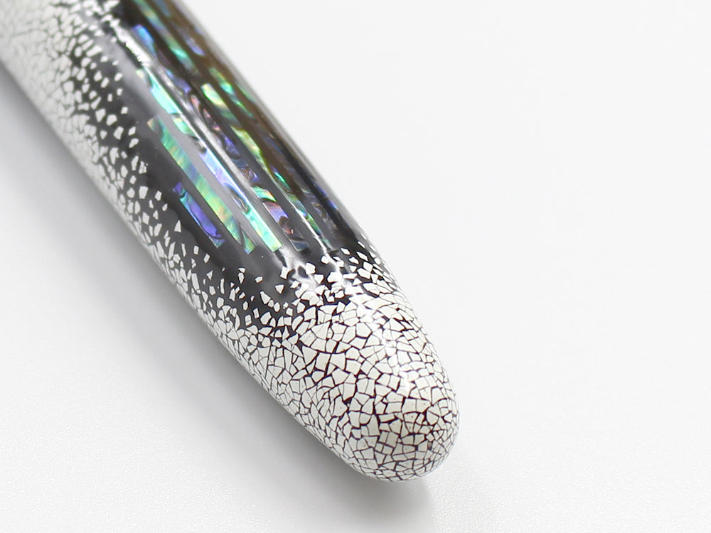 Rankaku eggshell inlay finish on the Taccia Empress Winter Breath pen